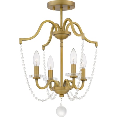 Quoizel Sunday Semi Flush 4 Lights Aged Brass SDY1716AB
